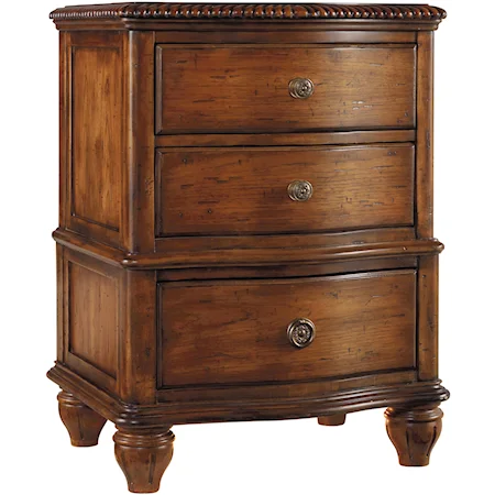 Three-Drawer Nightstand with Electrical Receptacle & Light Underneath